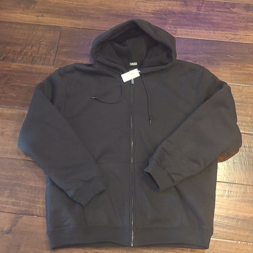 NWT Men's Gap Sherpa Lined Zip Up Hoodie Sze Large Black